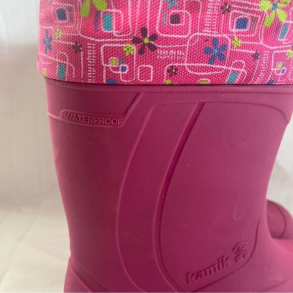 Kamik Waterproof Snow Rain Boots Pink Size 11 Insulated Adjustable Outdoor Play - Picture 5 of 10